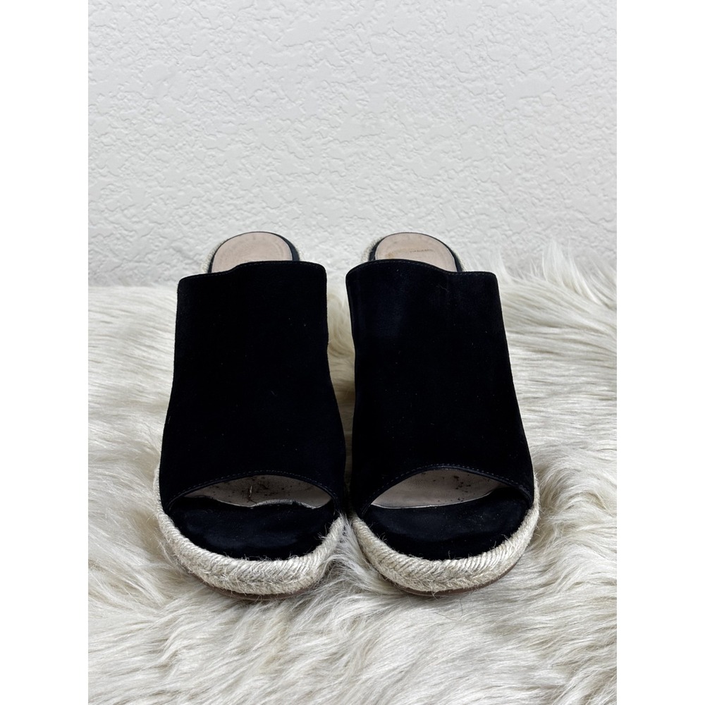Stuart Weitzman Marabella Wedge Mules Women's 9.5 Black Suede Espadrille - Picture 3 of 8